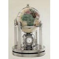 3" Gemstone Globe w/ Opal Opalite Ocean & Silver Galleon Rotating Base